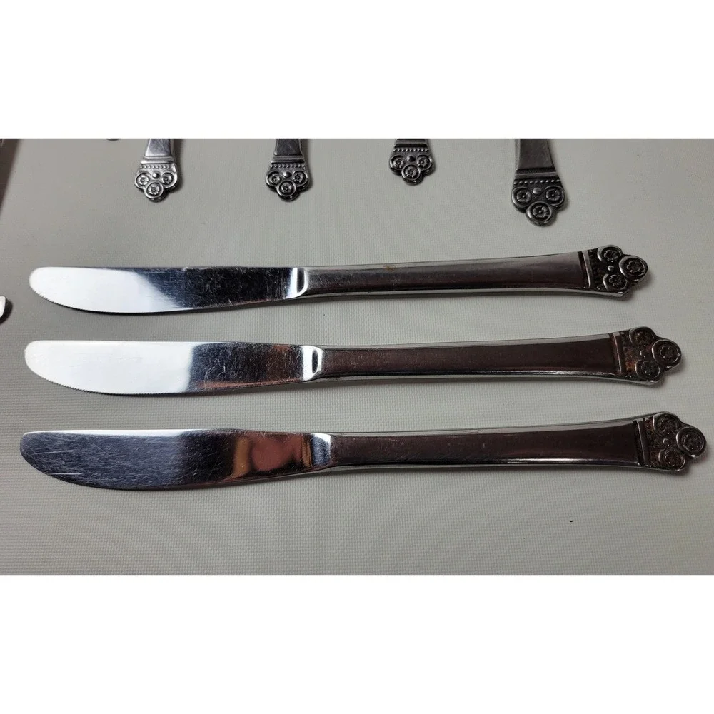 National Stainless Costa Mesa Flatware Set 31pc Japan Scroll Pattern 6 Setting